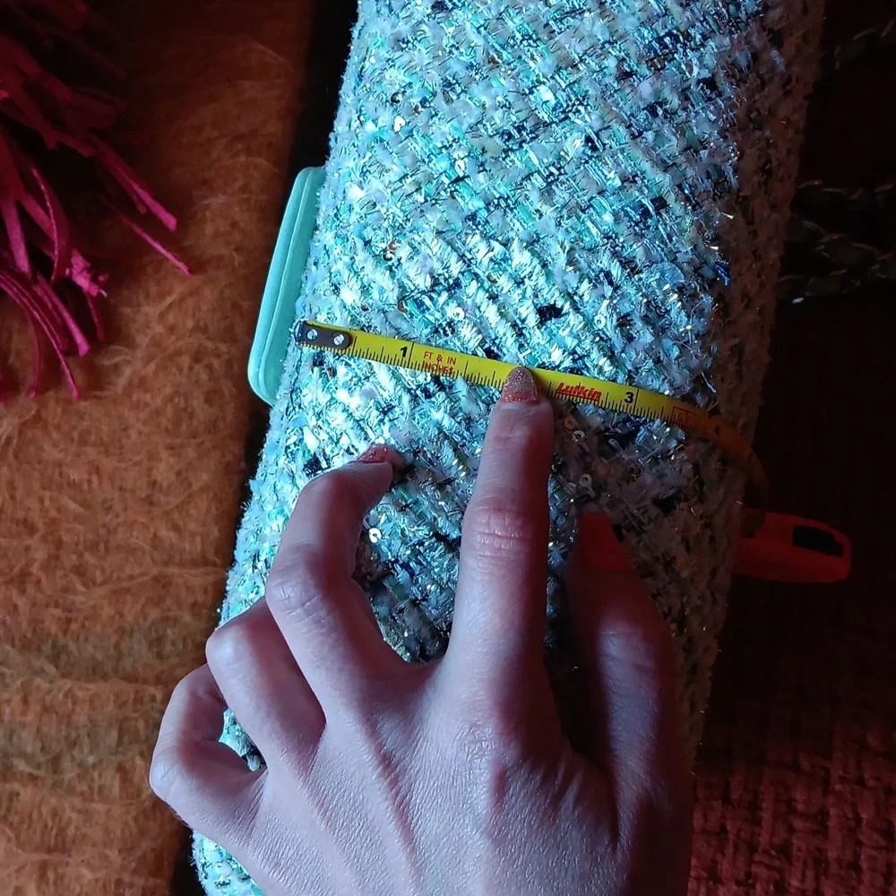 Karl Lagerfeld Paris Tweed Shoulder Bag in Mist Green - Picture 14 of 14